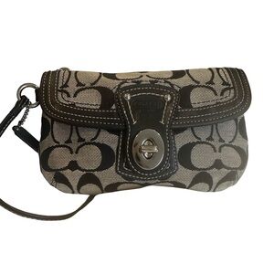 Rare Coach Signature Gigi Legacy Turnlock Black & Gray 65th Anniversary Wristlet
